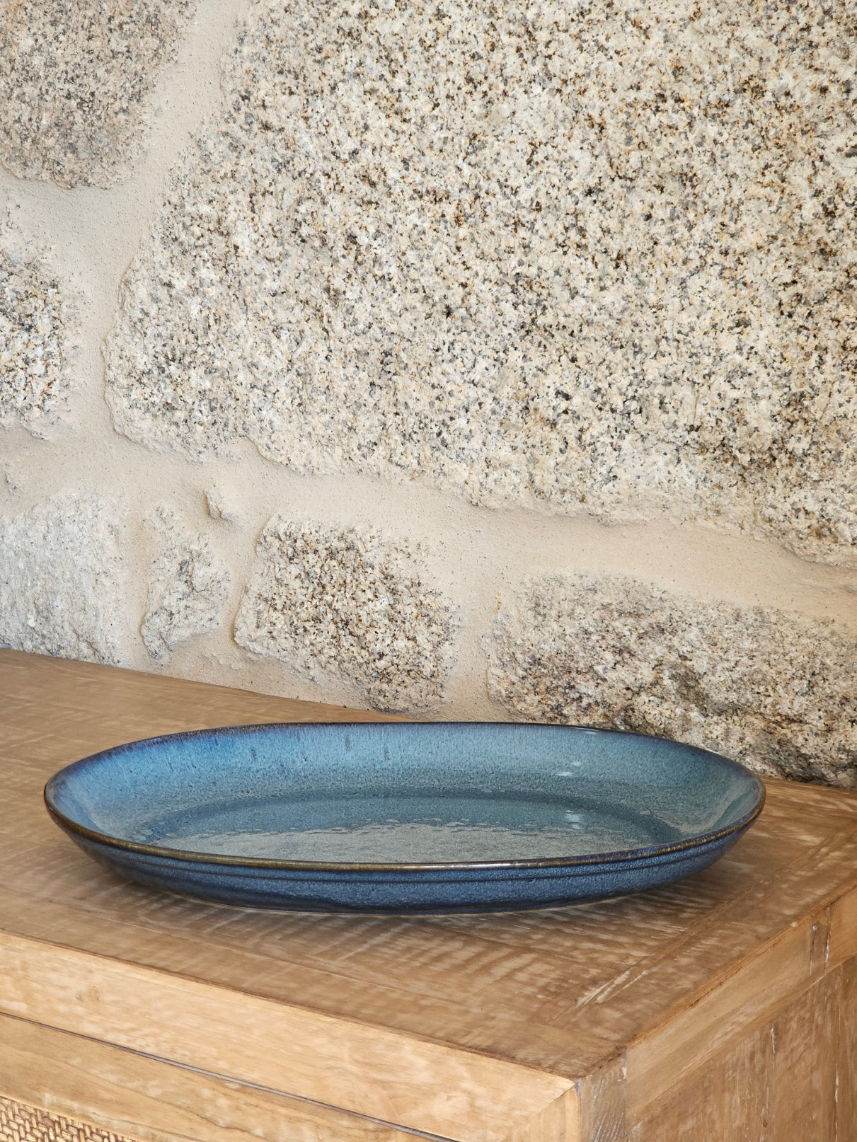 FUENTE GRES OVAL AZUL