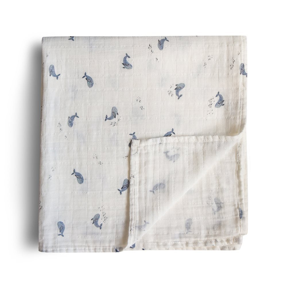MUSELINA WHALES MUSHIE 120x120 CM.