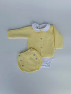 CAJA REGALO RECIÉN NACIDO 05 AMARILLO - CONJUNTO PUNTO + BODY