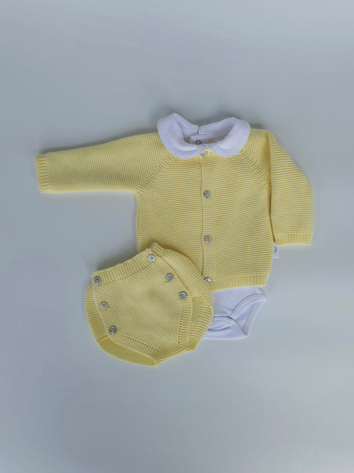 CAJA REGALO RECIÉN NACIDO 05 AMARILLO | CONJUNTO PUNTO + BODY