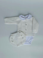 CAJA REGALO RECIÉN NACIDO 05 BLANCO PERLA - CONJUNTO PUNTO + BODY