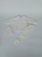 CAJA REGALO RECIÉN NACIDO 04 BLANCO PERLA - CONJUNTO PUNTO + BODY
