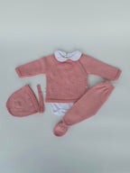 CAJA REGALO RECIÉN NACIDO 04 ROSA PALO - CONJUNTO PUNTO + BODY